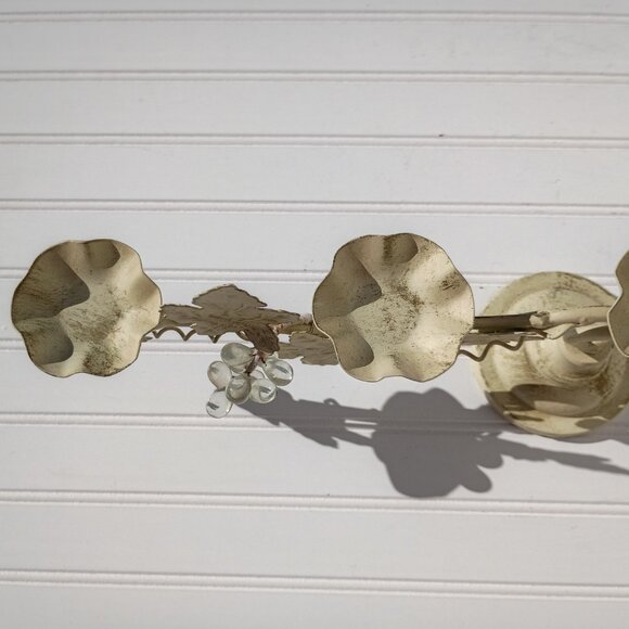 Italian Tole Iron Candelabra 5-arm Grape Leaves Votive Candle Holder Centerpiece - Picture 16 of 16